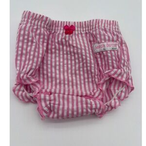 Baby Aspen Diaper Cover Baby 0-6M Pink Excellent Seersucker Crab Beach Bums
